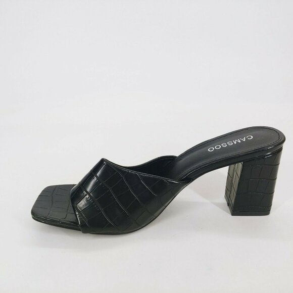 Camssoo Womens Black Alligator Slide Thong Sandal Block High Heel EUR 41‎ - Picture 2 of 10